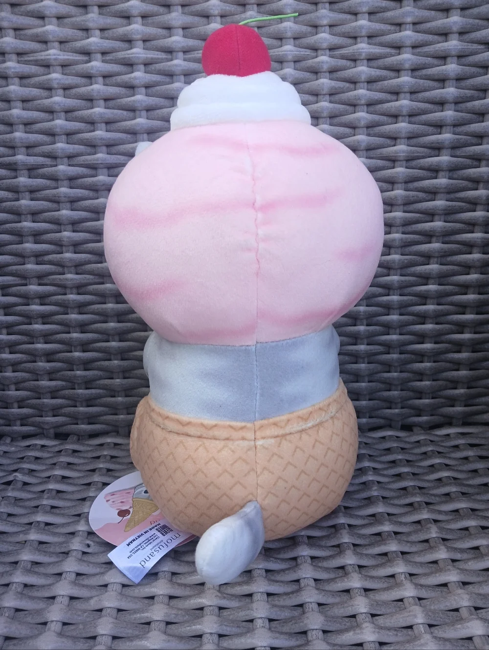 MofusadCat Toy in Pink & Gray with Cherry Hat